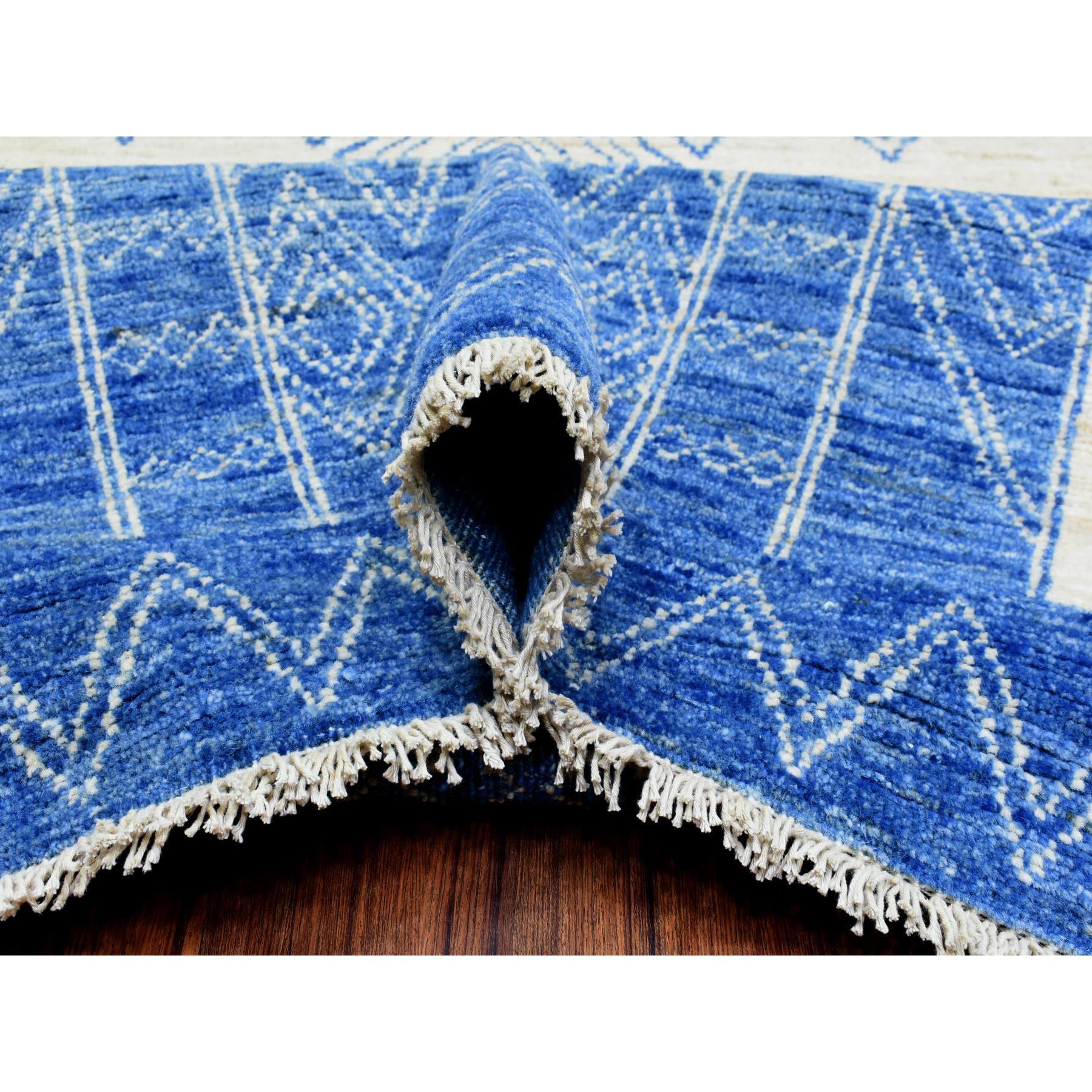 Tapis Peshawar à tissage dense en laine douce nouée à la main bleu marine 10'1