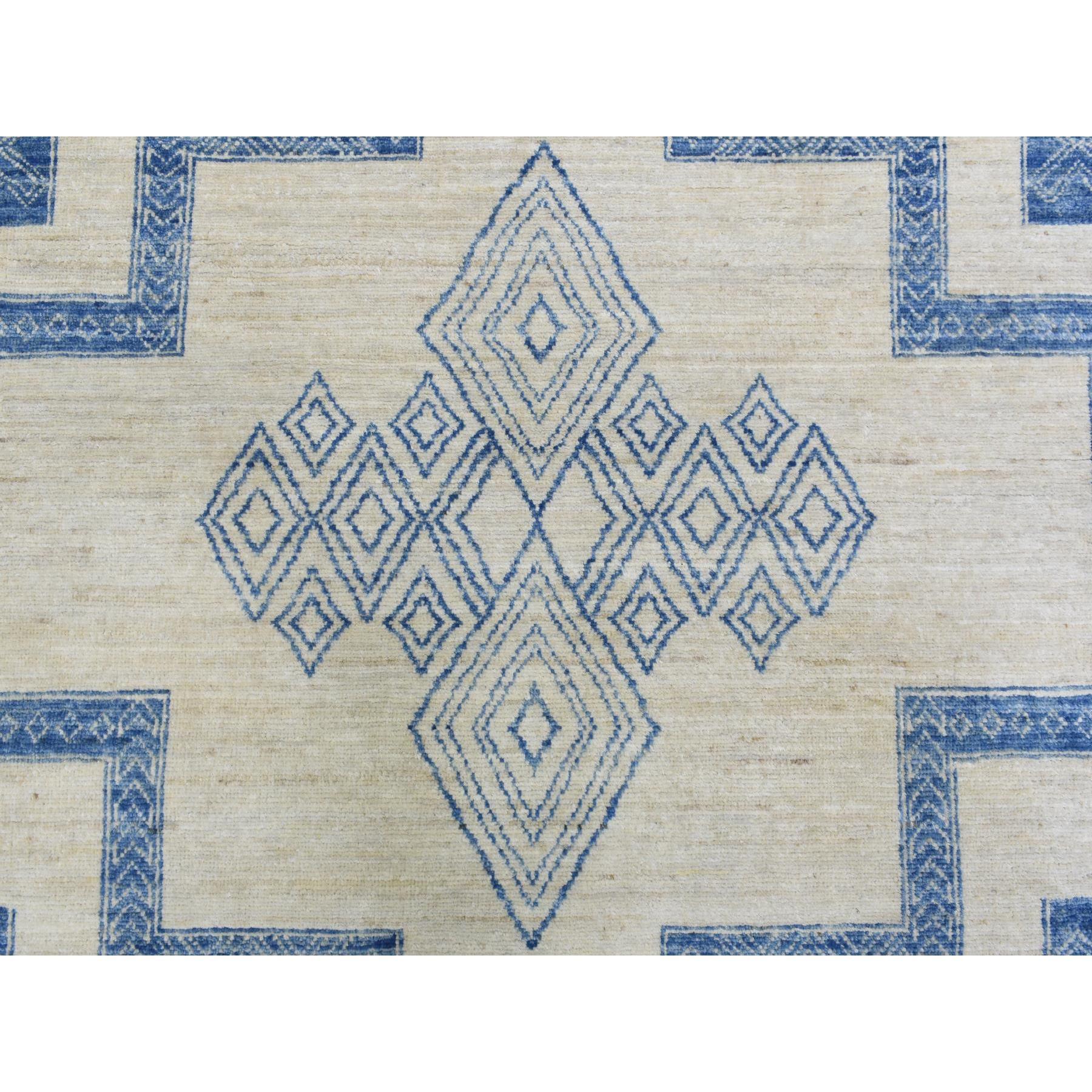 Tapis Peshawar à tissage dense en laine douce nouée à la main bleu marine 10'1