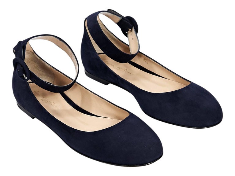 Navy Blue Gianvito Rossi Suede Ballet Flats For Sale at 1stDibs