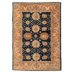 Navy Blue Gold Ivory Egyptian Rug Persian Sultanabad Design