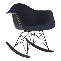 Navy Blue Herman Miller Original Eames Upholstered Black RAR Chair