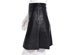 Hermes Navy Blue Leather Mini Skirt