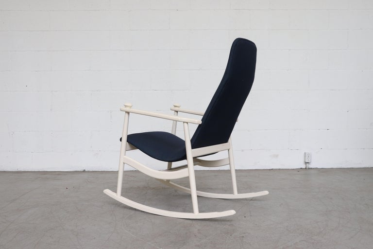 Navy Blue High Back Rocking Chair at 1stDibs