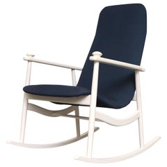 Navy Blue High Back Rocking Chair