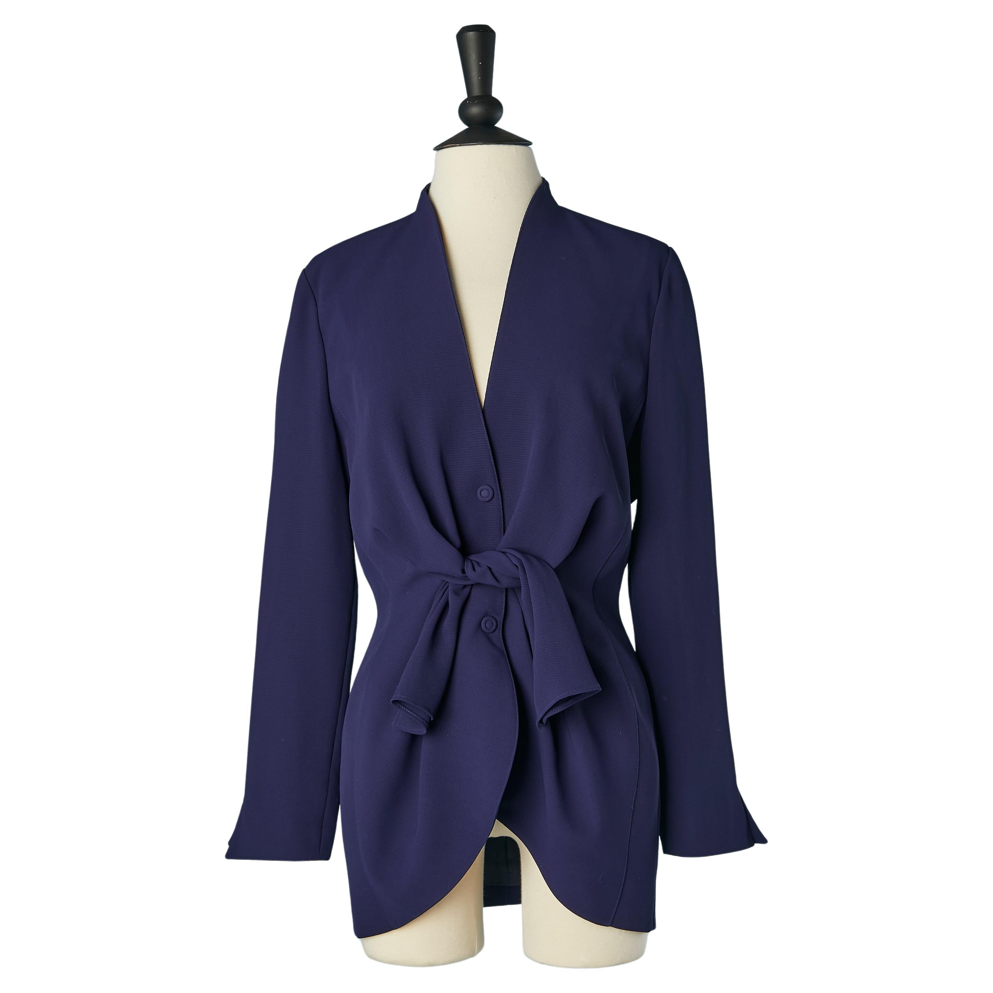 Navy blue jacket with bow in the middle front and snap Thierry Mugler