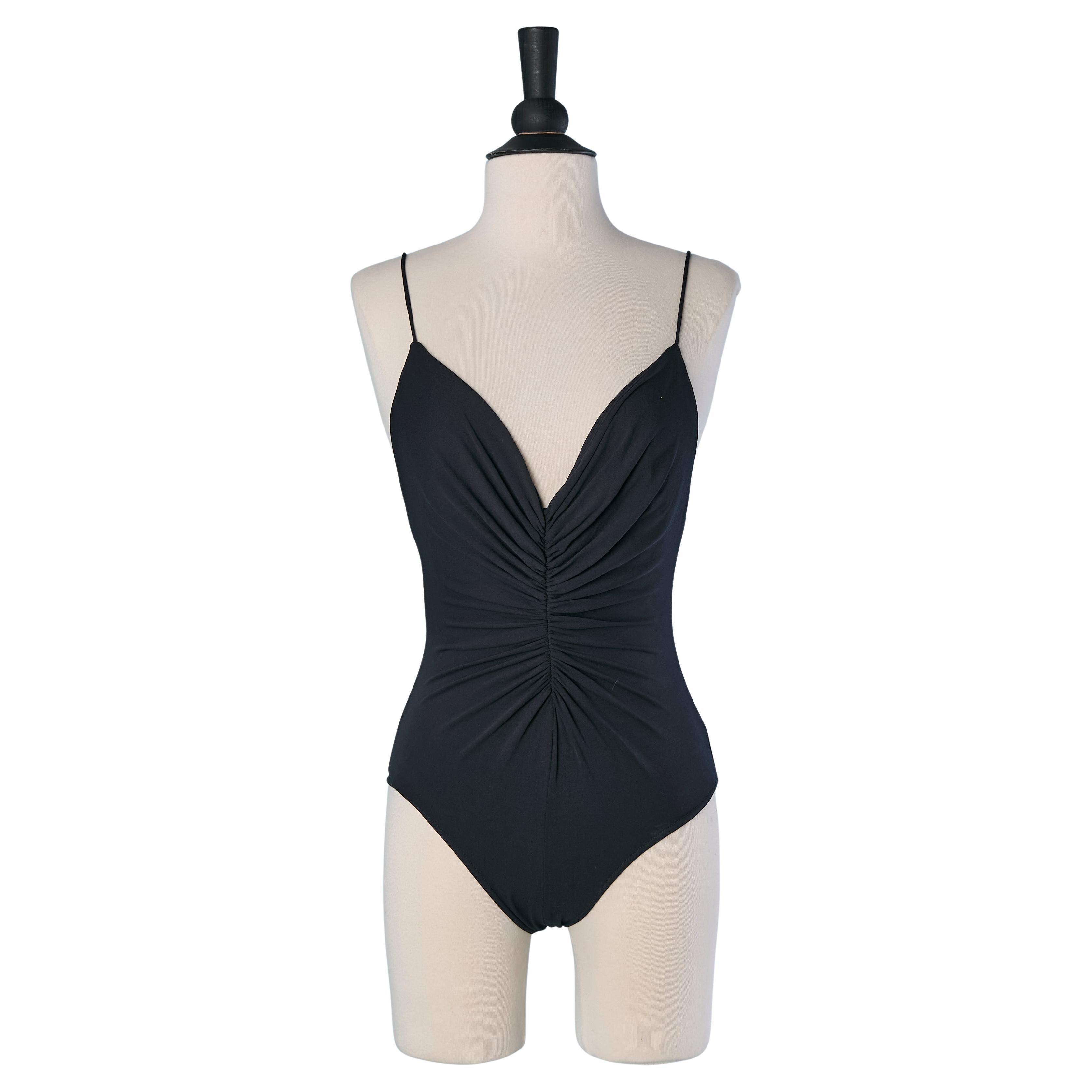Navy blue jersey backless bodysuit ALEXANDRE VAUTHIER
