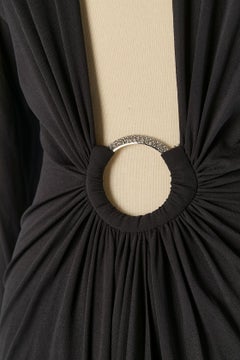 Navy blue jersey cocktail dress with deep V neckline ALEXANDRE VAUTHIER