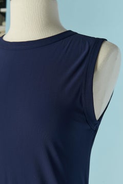 Navy blue jersey sleeveless asymmetrical dress M+F Girbaud