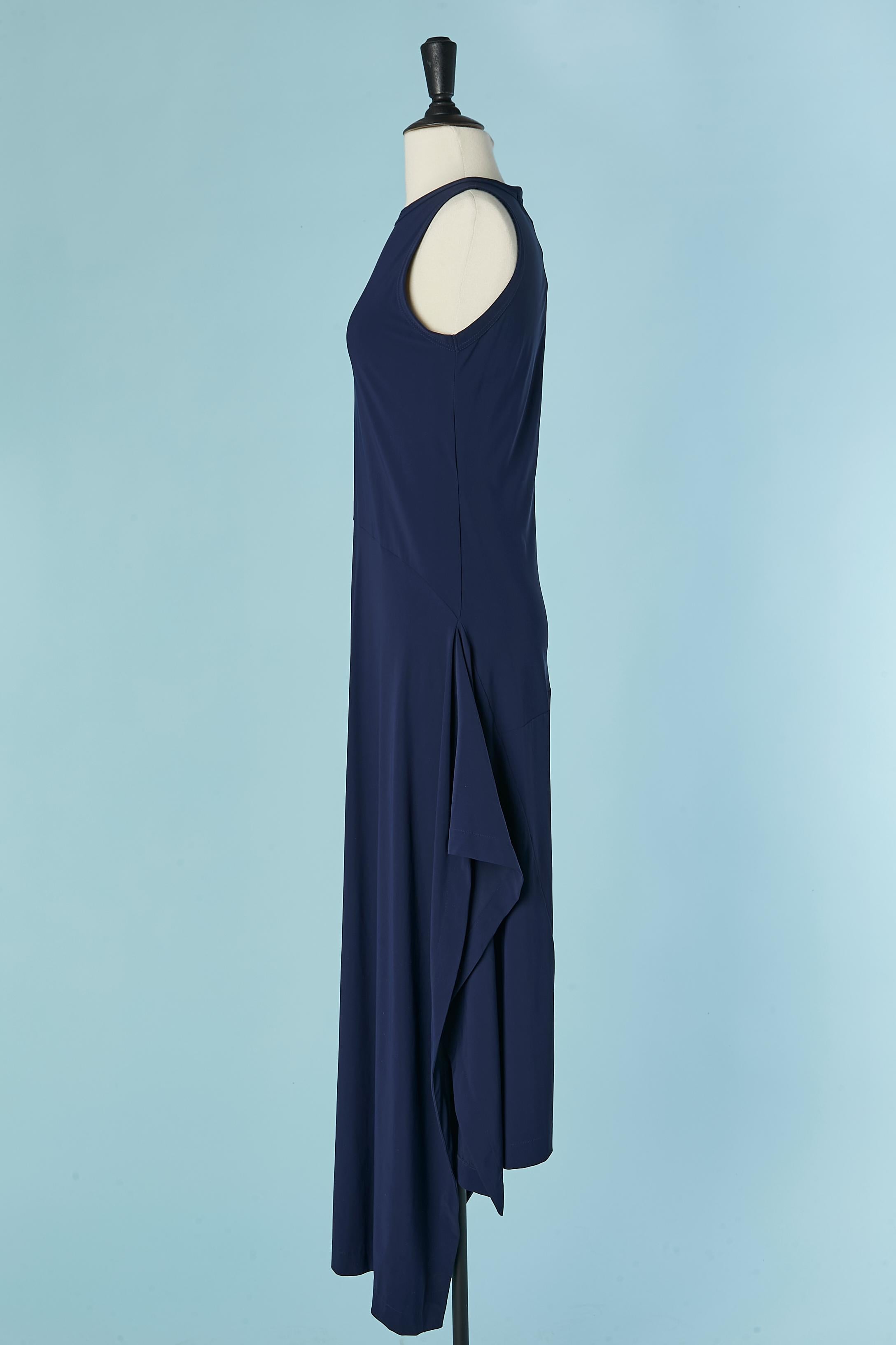Marineblaues, ärmelloses, asymmetrisches Jersey-Kleid M+F Girbaud im Zustand „Hervorragend“ im Angebot in Saint-Ouen-Sur-Seine, FR