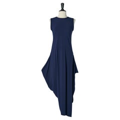 Robe asymétrique sans manches en jersey bleu marine M+F Girbaud