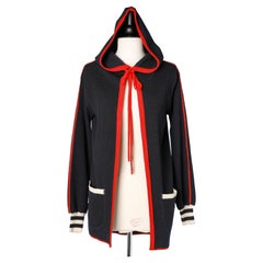 Marineblaue Strickjacke mit Kapuze Yves Saint Laurent Tricot