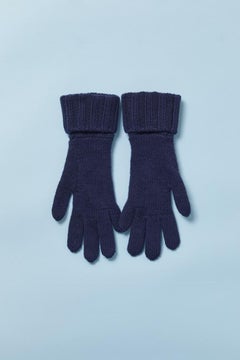Navy blue knit cashmere gloves CHANEL