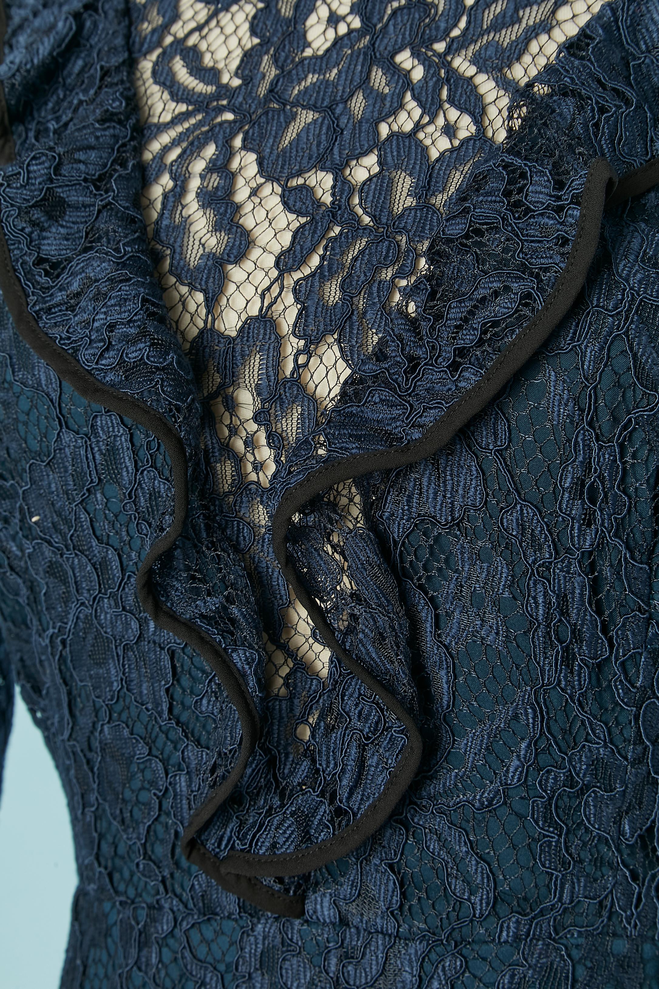 Marineblaues Spitzencocktailkleid ALEXIS (Schwarz) im Angebot