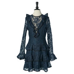 Marineblaues Spitzencocktailkleid ALEXIS