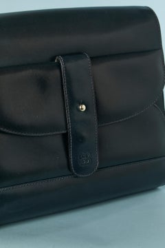 Navy blue leather shoulder bag Balenciaga Circa 1970's