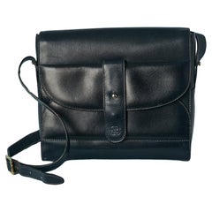 Marineblaue Leder-Umhängetasche Balenciaga ca. 1970er Jahre
