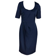 Navy Blue Lela Rose Pleated Dress