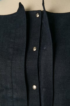 Navy blue linen draped jacket THIERRY MUGLER