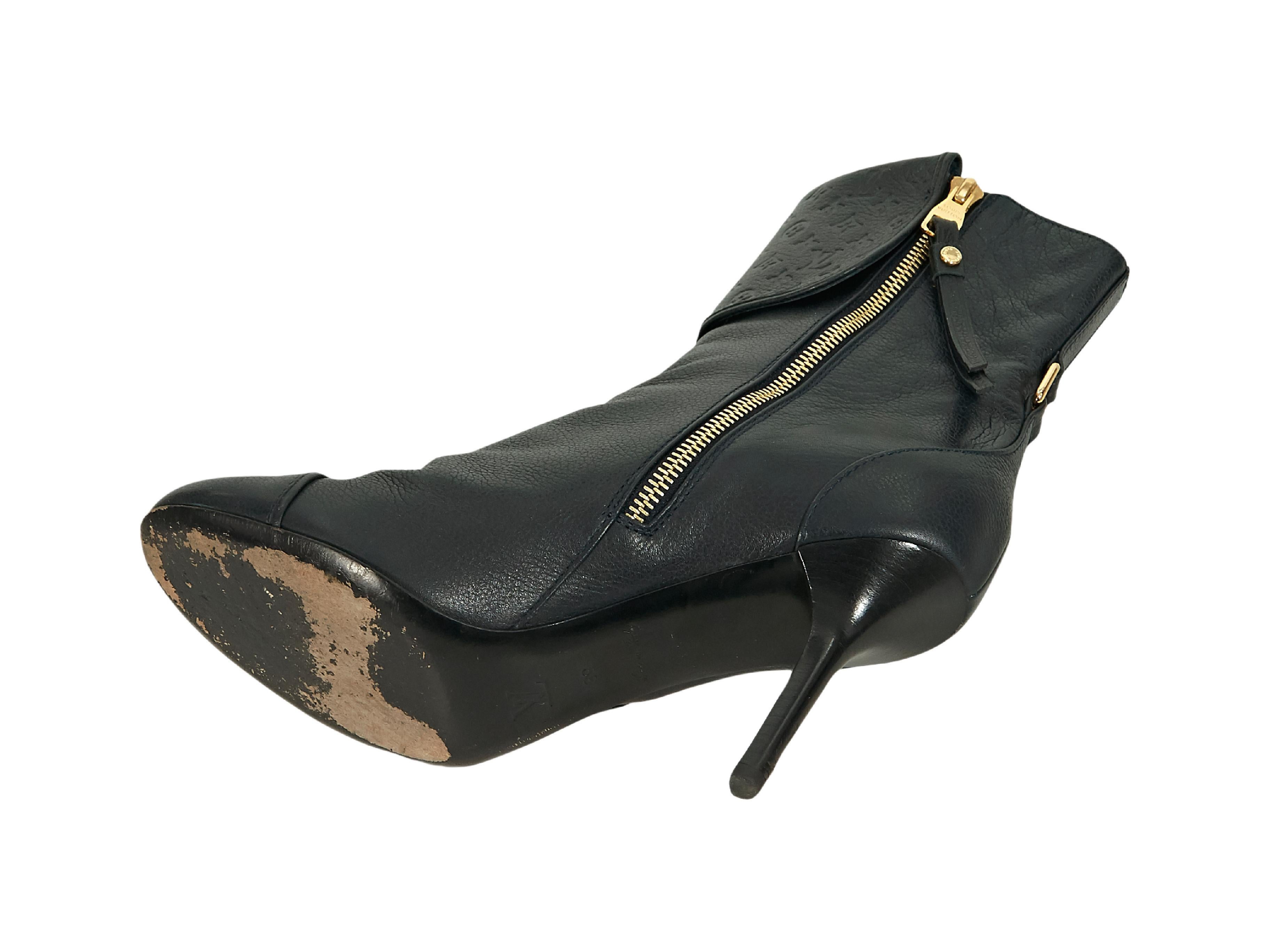 Navy Blue Louis Vuitton Leather Monogram Ankle Boots For Sale at 1stDibs