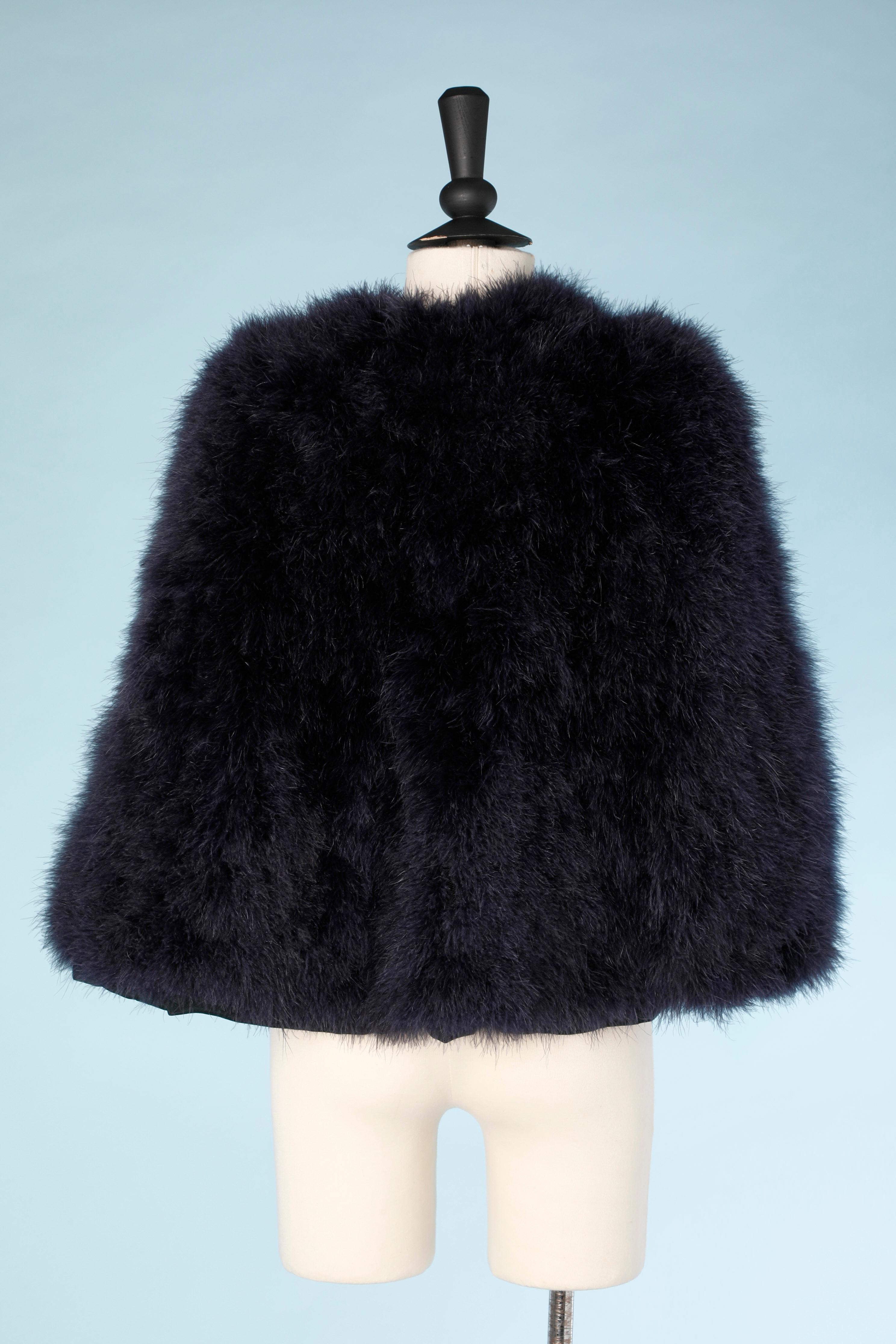 Navy blue Marabout feather cape Circa 1960's  For Sale 1