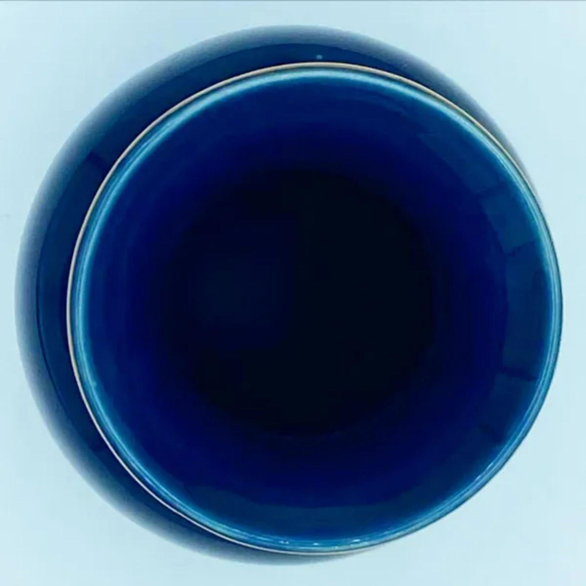 Post-Modern Navy Blue Mini Vase with Flared Gold Rim by Jordan’s