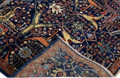Navy Blue Modern Bidjar Style Handmade Allover Pattern Wool Rug
