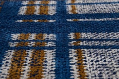 Navy Blue Modern Handmade Plaid Structured Custom Wool Rug