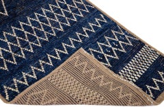 Traves de Mesa de Lana Azul Marino Estilo Marroquí Moderno Hecho a Mano con Diseño Tribal
