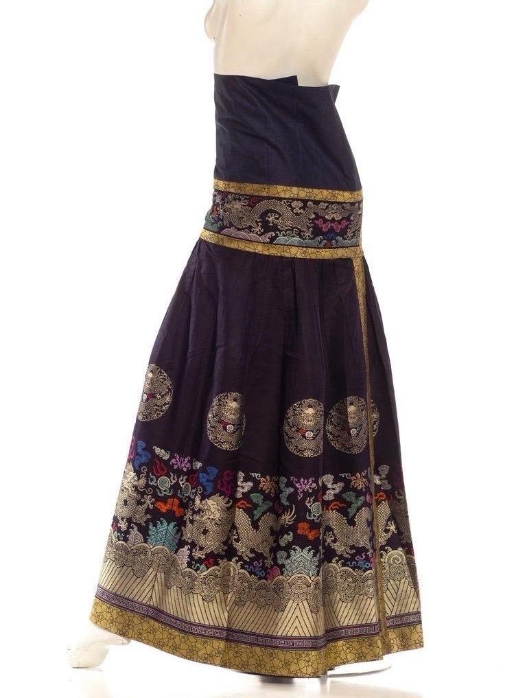 Women's Navy Blue Multicolored Chinese Skirt For Sale