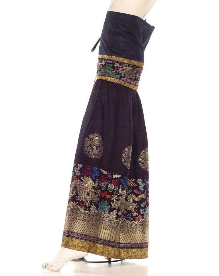 Navy Blue Multicolored Chinese Skirt For Sale 1