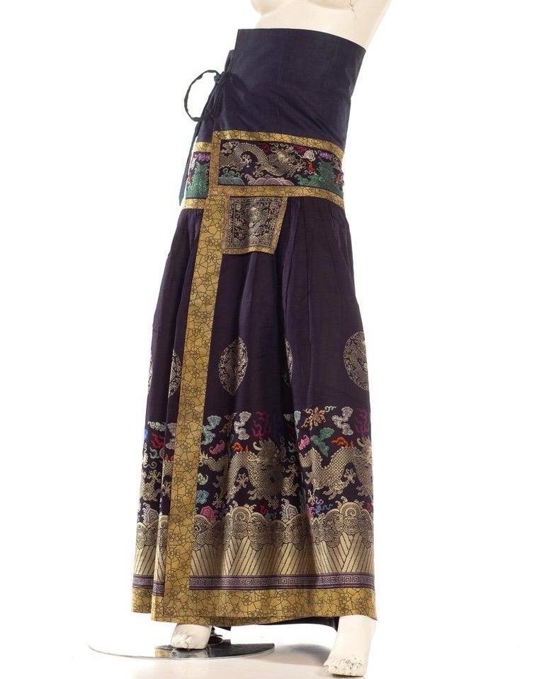 Navy Blue Multicolored Chinese Skirt For Sale 2