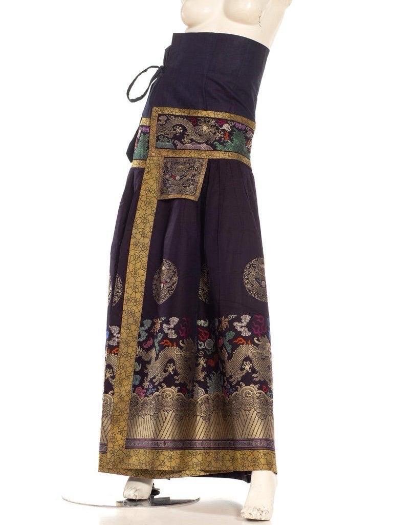 Navy Blue Multicolored Chinese Skirt For Sale 3