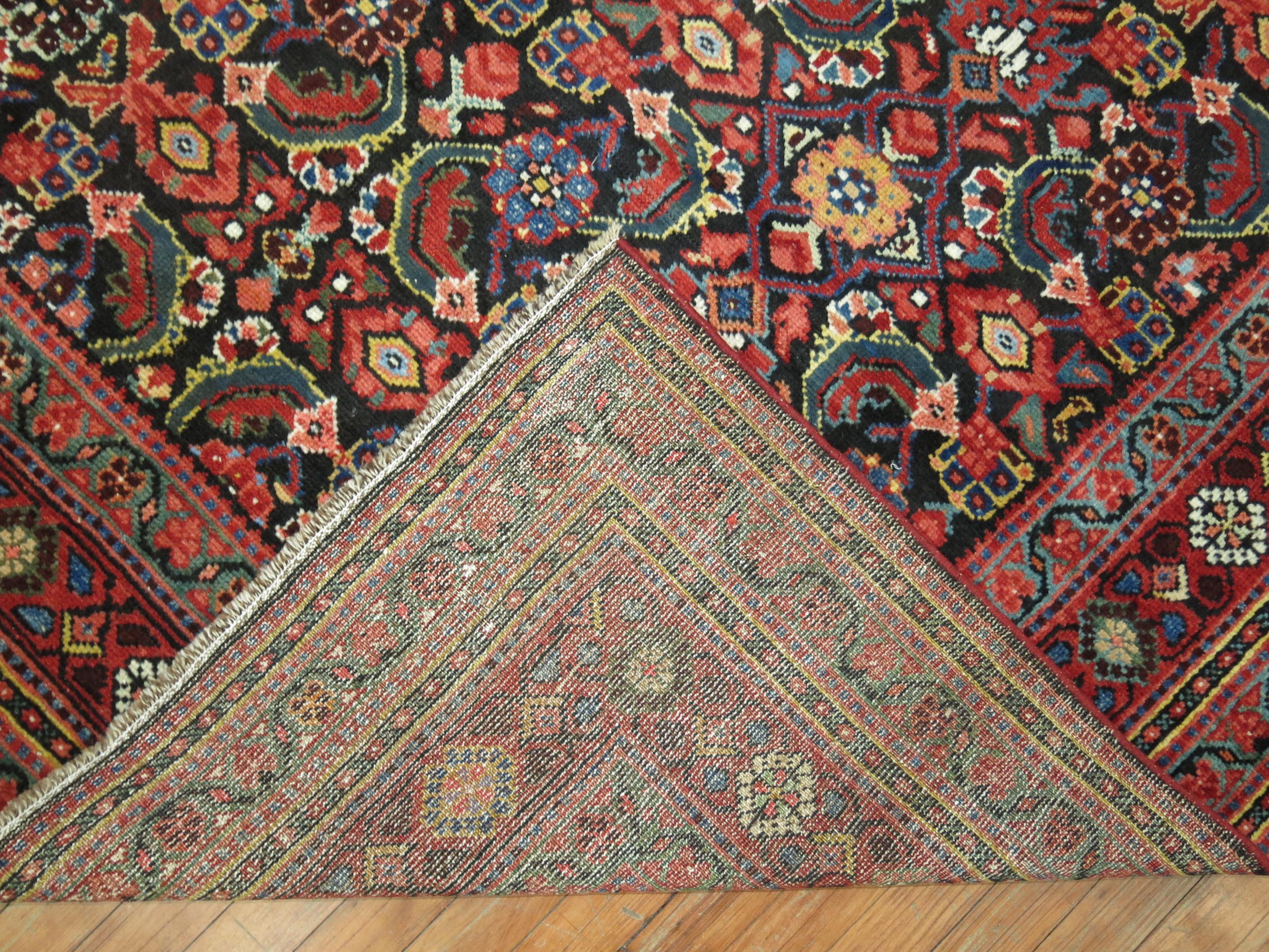 Wool Antique Navy Blue Persian Ferehan Gallery Size Rug