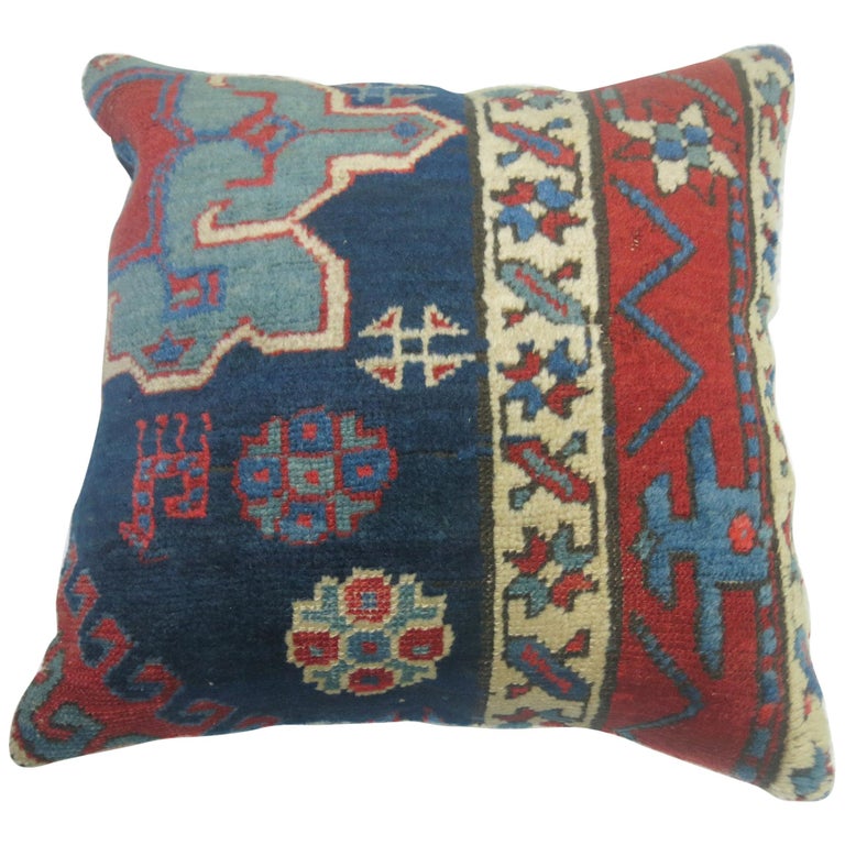 Navy Blue Persian Heriz Rug Pillow at 1stDibs