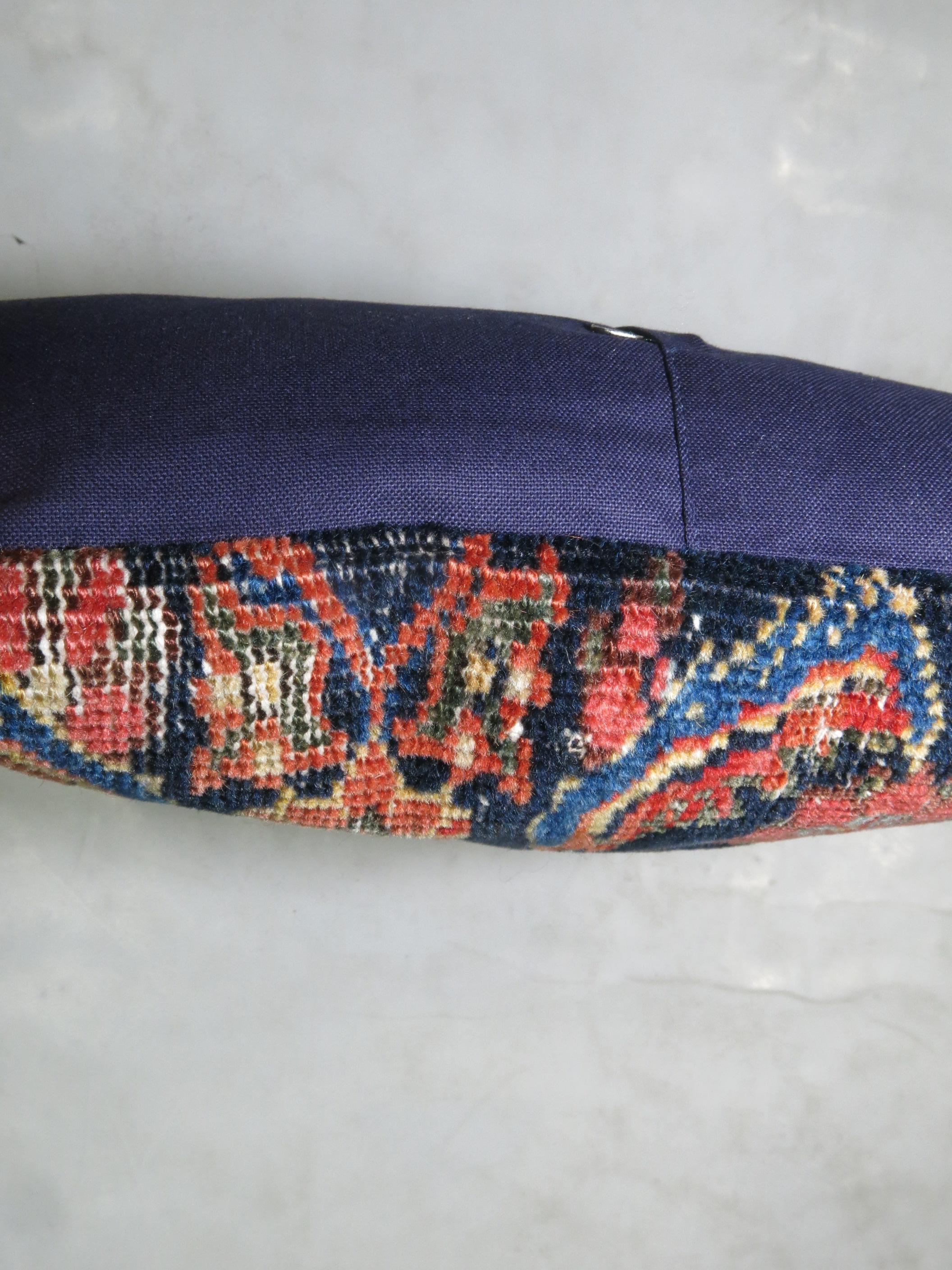 Hand-Woven Navy Blue Persian Rug Pillow