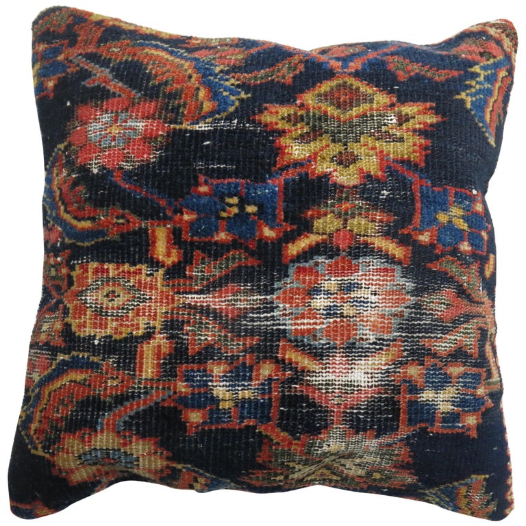 Navy Blue Persian Rug Pillow at 1stDibs