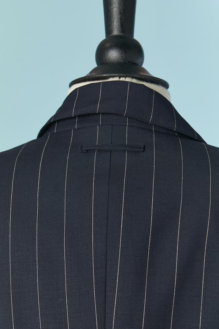 Navy blue pin-striped trouser-suit with piercing Jean-Paul Gaultier FEMME For Sale 3