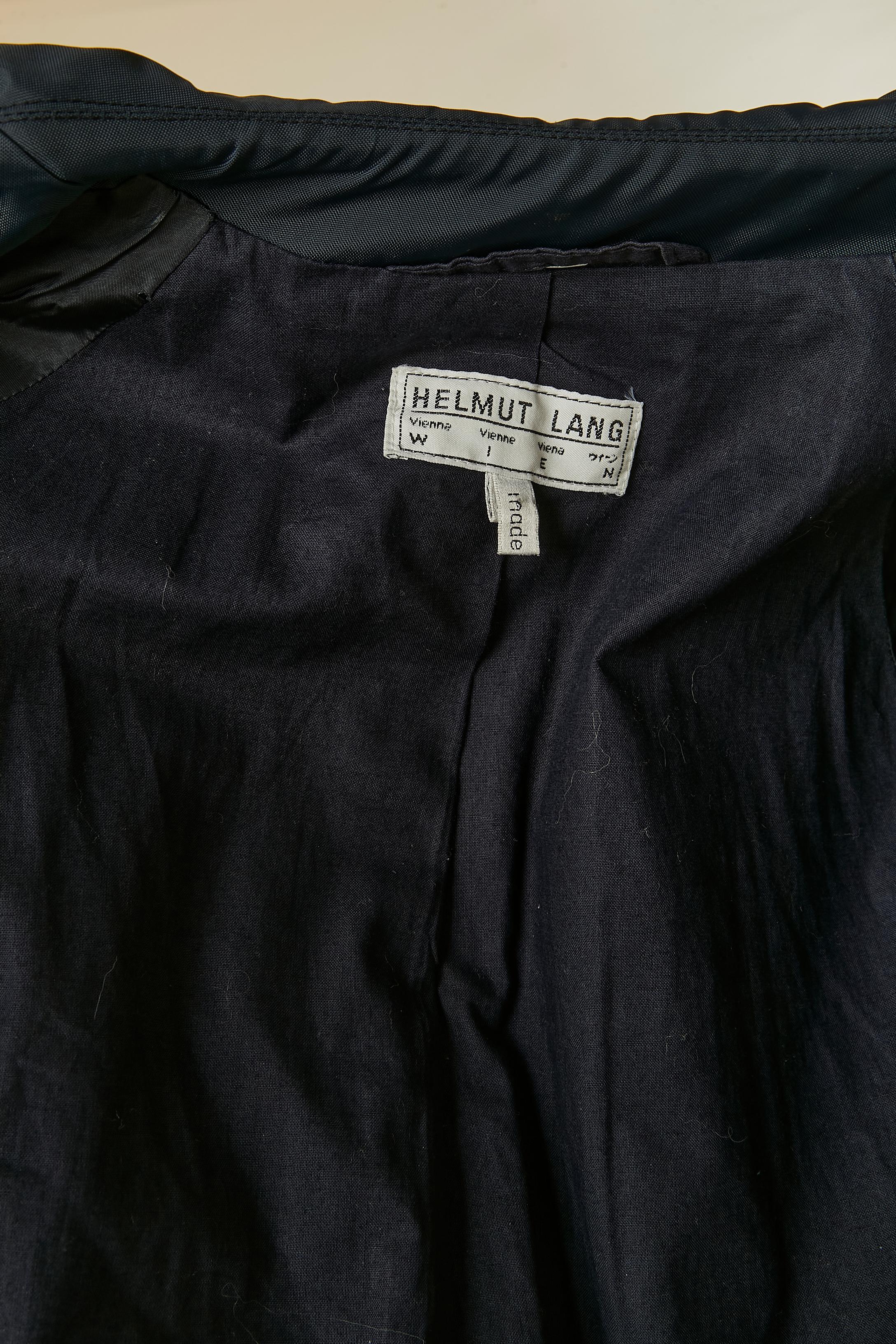 Impermeabile raglan in nylon blu navy con cintura HELMUT Lang in vendita 1