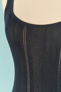 Navy blue rayon tank top ALAIA