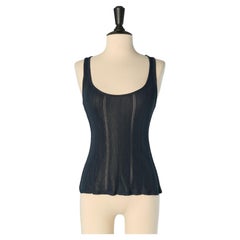 Navy blue rayon tank top ALAIA