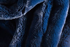 Navy Blue Rex Rabbit Fur Throw
