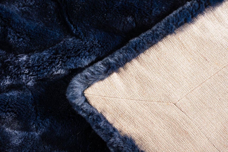 Navy Blue Rex Rabbit Fur Throw For Sale at 1stDibs