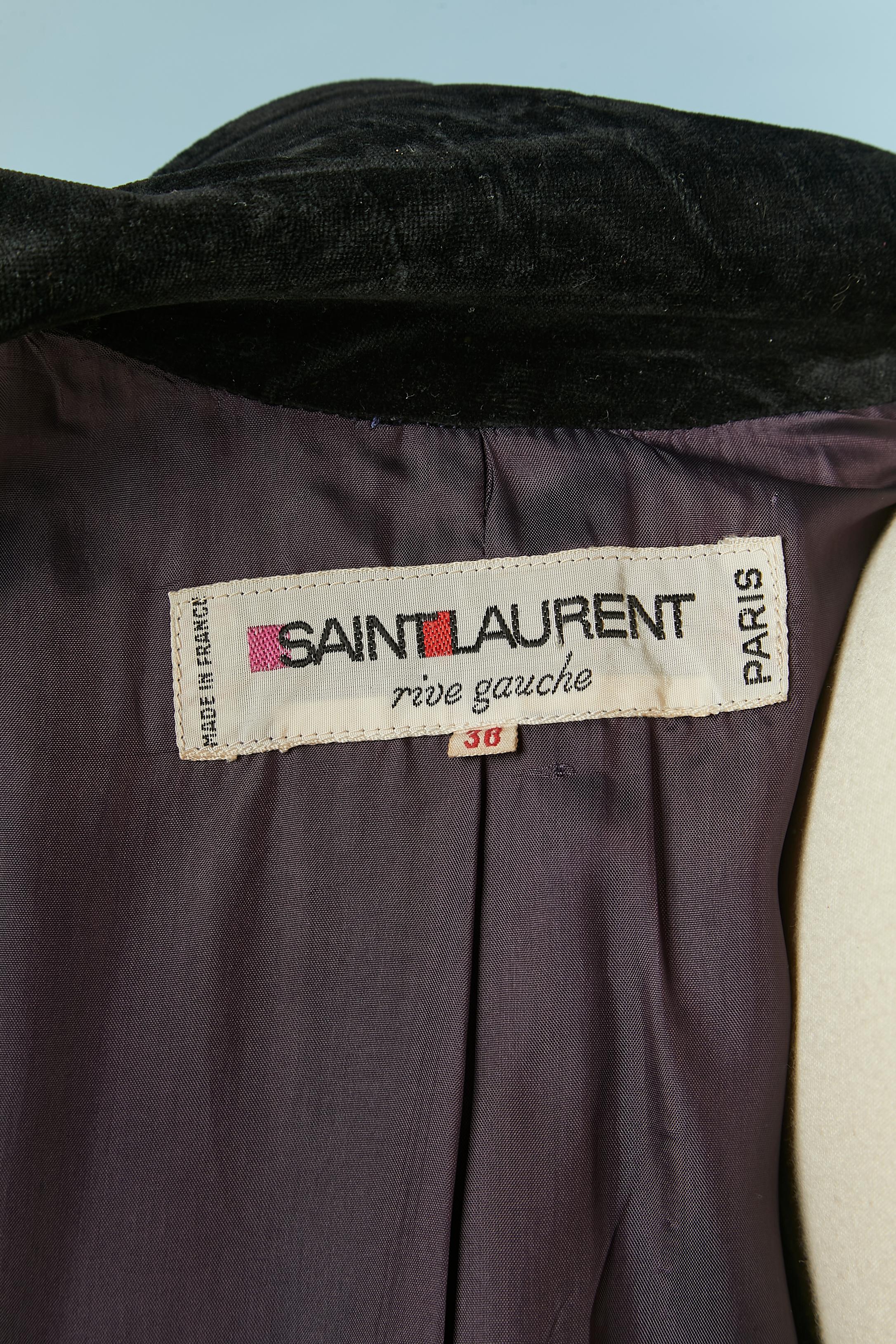 Navy blue Robe-coat with black velvet details Saint Laurent Rive Gauche 1