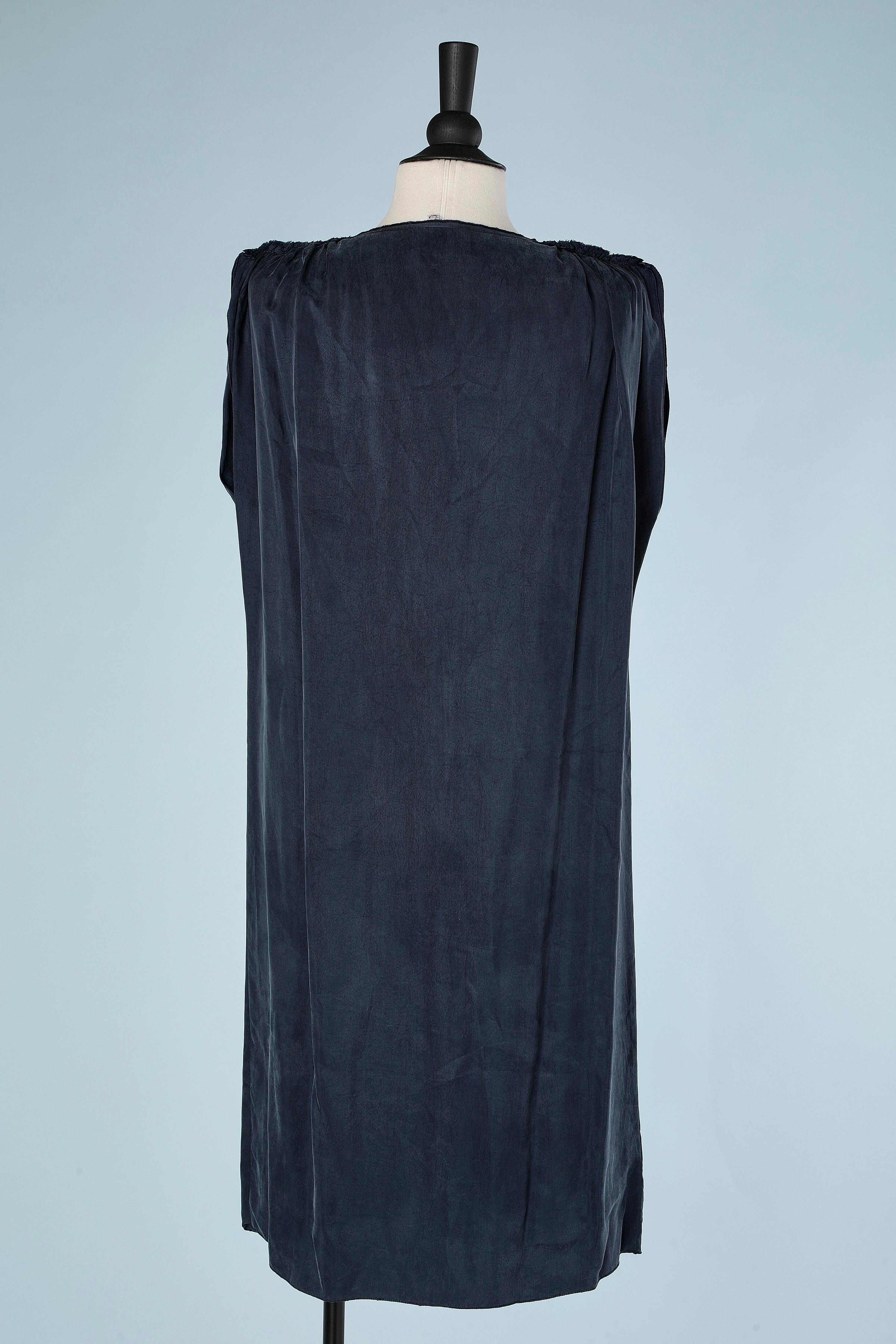 Women's Navy blue row cut dress draped in the middle front Lanvin by Alber Elbaz