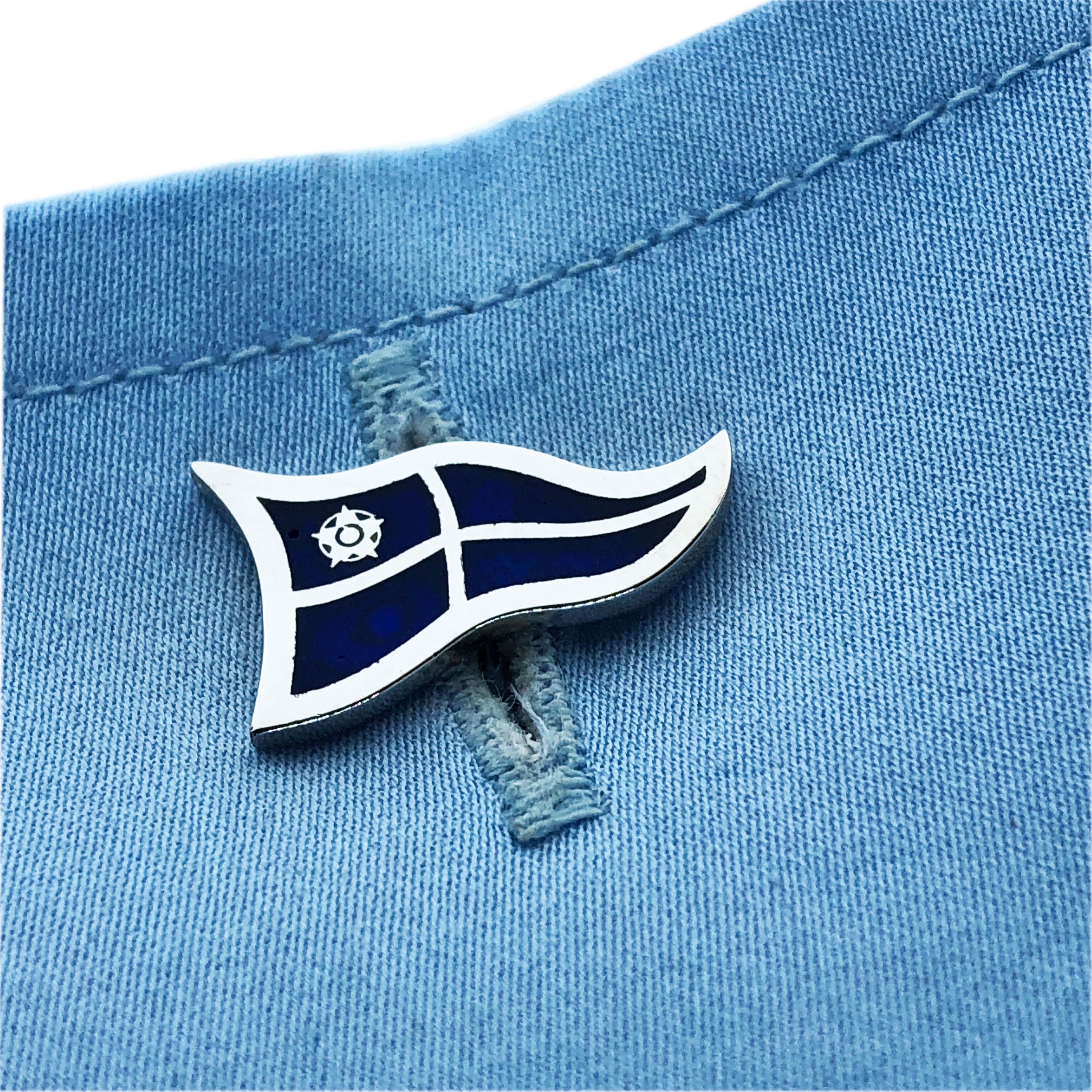Berca Navy Blue Sailing Flag Little Oar Back Sterling Silver Cufflinks For Sale 5