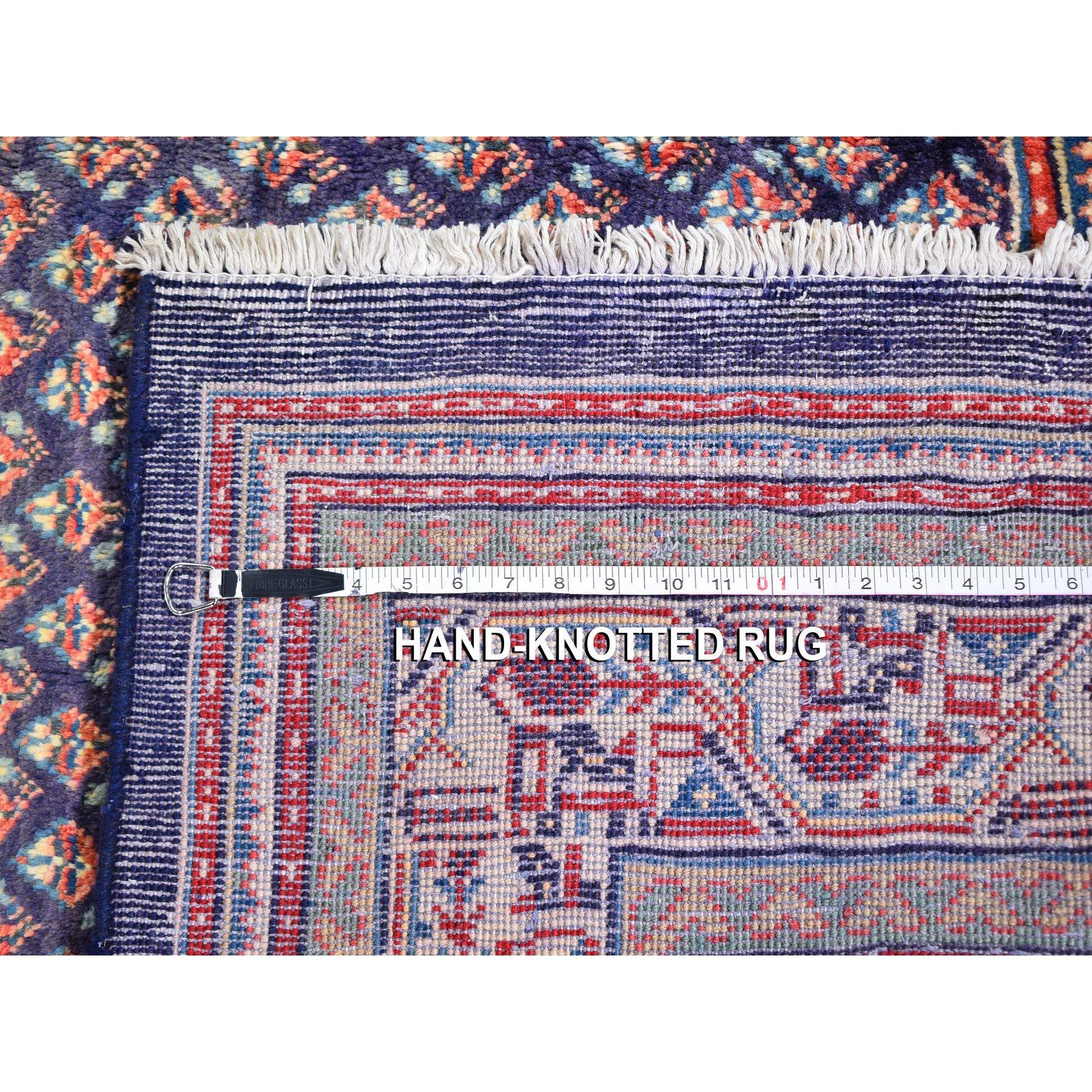 Navy Blue Semi Antique Seraband Botteh Wide Runner Oriental Rug For Sale 3