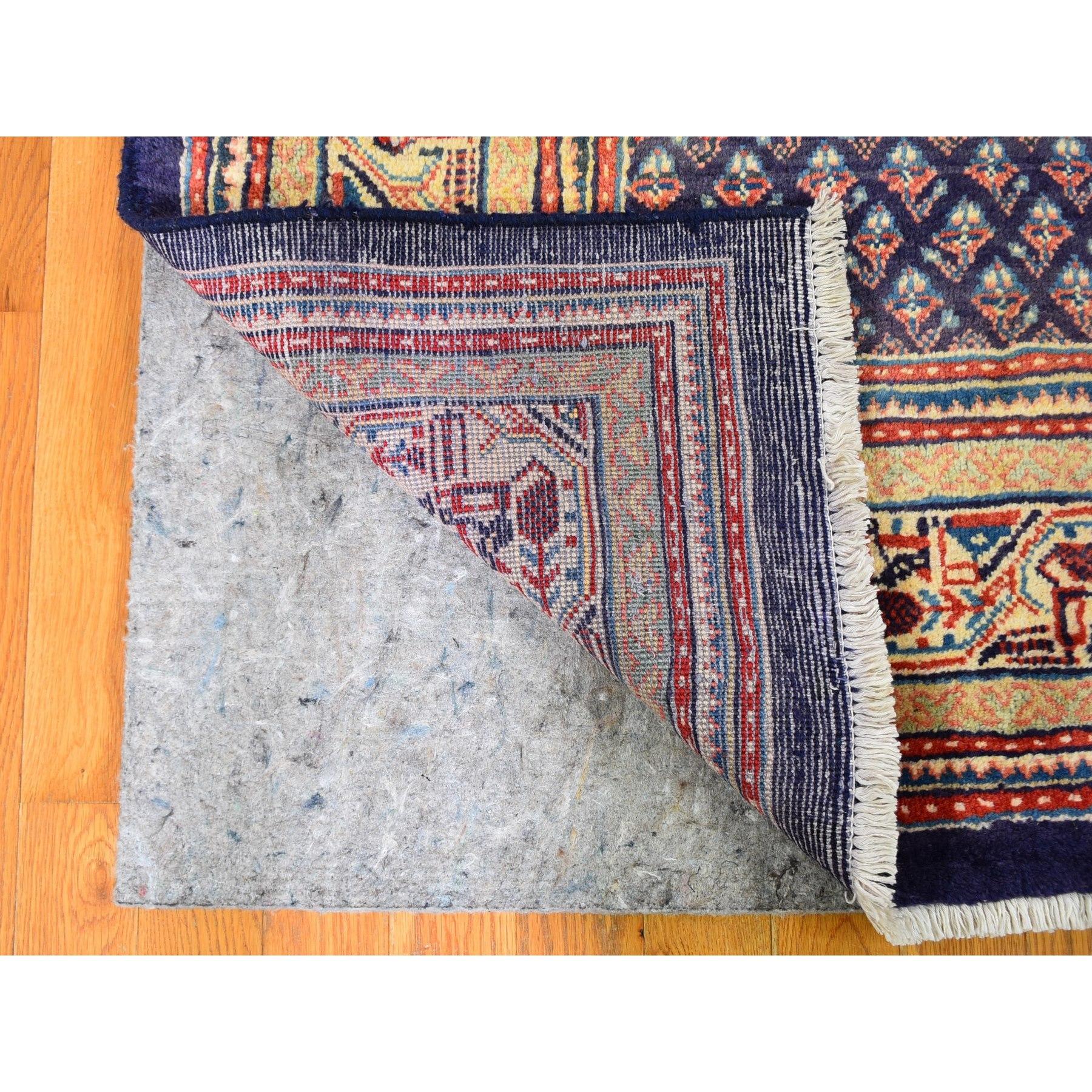 Wool Navy Blue Semi Antique Seraband Botteh Wide Runner Oriental Rug For Sale