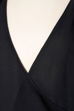 Abito in chiffon di seta blu navy avvolto sul davanti Patrizia Pepe