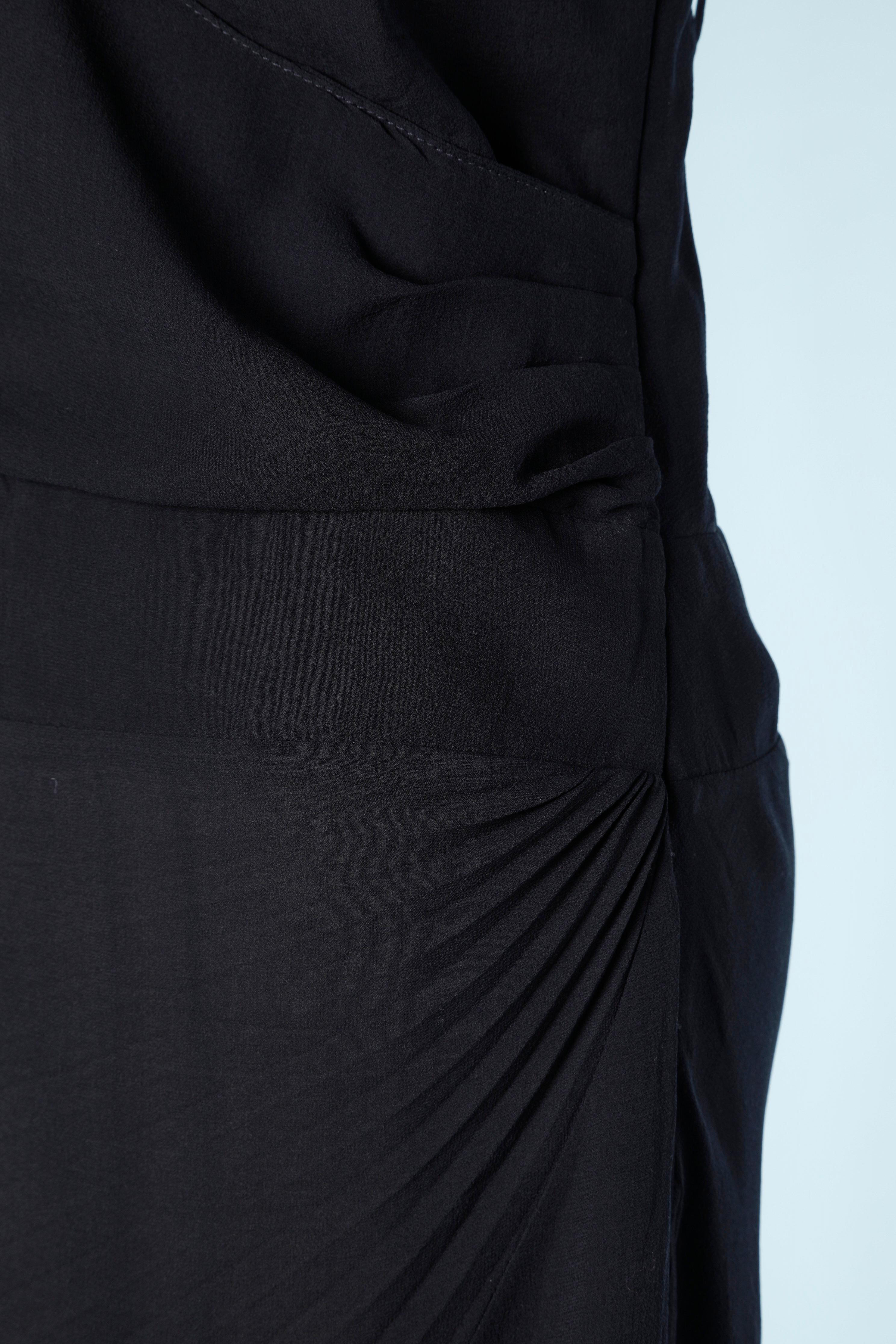 Black Navy blue silk chiffon dress wrapped on the front Patrizia PEPE For Sale