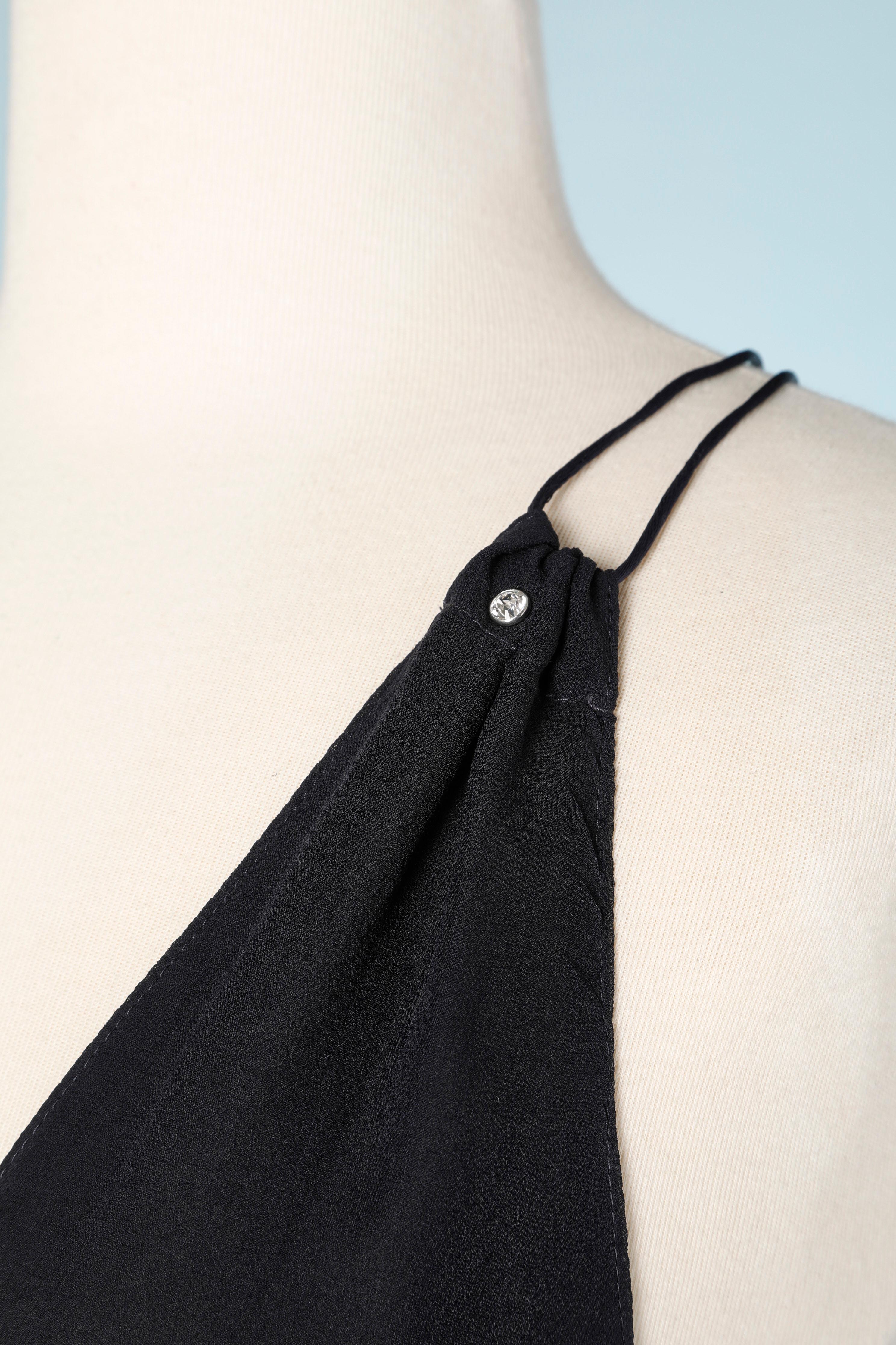 Navy blue silk chiffon dress wrapped on the front Patrizia PEPE In Excellent Condition For Sale In Saint-Ouen-Sur-Seine, FR